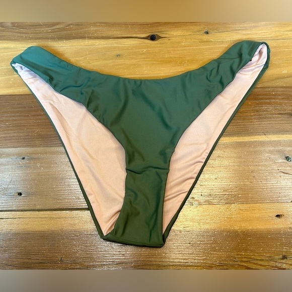 NWT J. Crew Safari Green Curved Waist Cheeky Bikini Bottom, Mid Rise, Medium - Picture 4 of 15